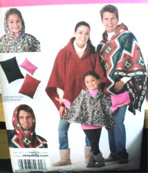2301 SIMPLICITY ADULT TEENS KIDS STADIUM PONCHO 3 SIZES  PILLOW PATTERN 23-50''